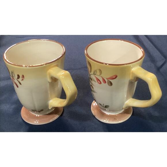 Set of 2 Better Homes & Gardens Tuscan Retreat Footed Coffee Mugs Cups - Picture 6 of 12